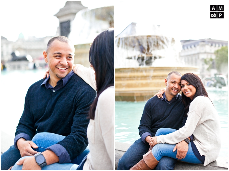 "Fountains-in-Trafalgar-Square-couple-shoot"
