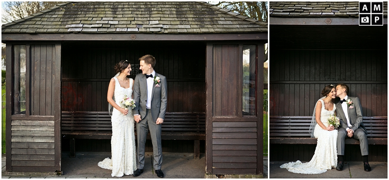 "bride-and-groom-in-busstop-in-Devon"