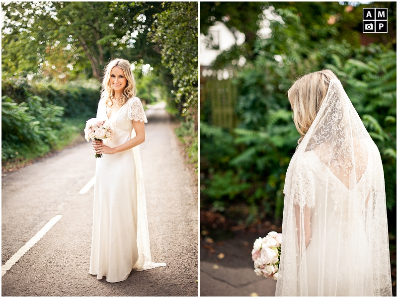 "Vintage-wedding-dress-and-veil"