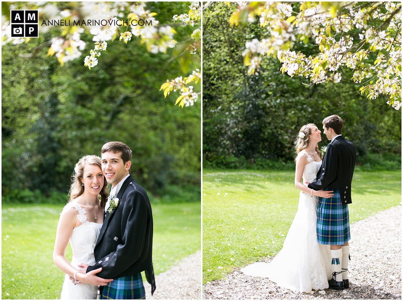 "bride-and-groom-under-blossom-tree"