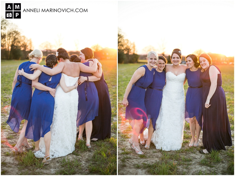 "bridal-party-in-a-field-at-sunset"