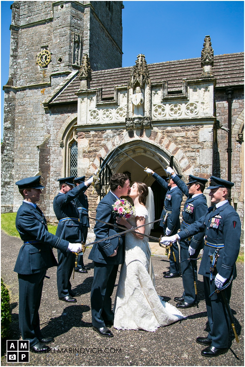 "bride-and-groom-sword-party-exit-Devon"