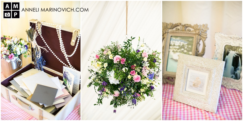 "hanging-flower-chandelier-at-Devon-wedding"
