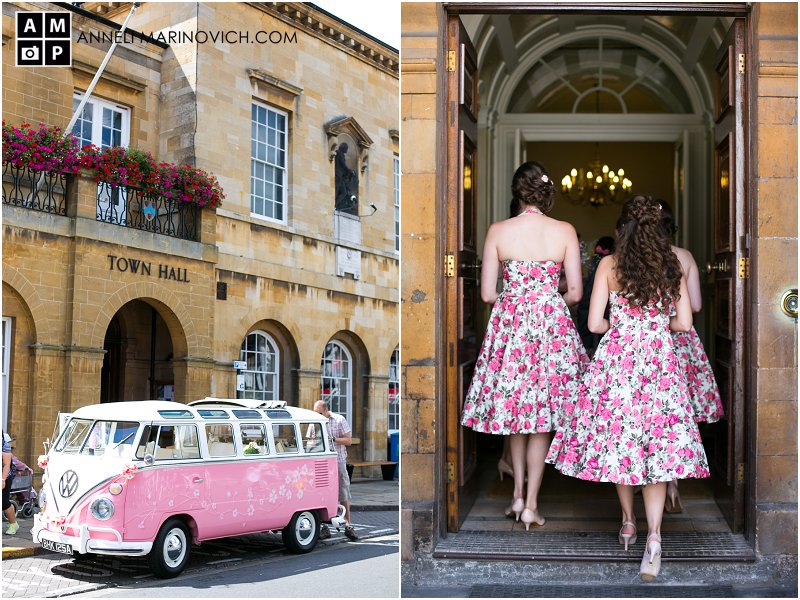 "Pink-VW-van-wedding-car"