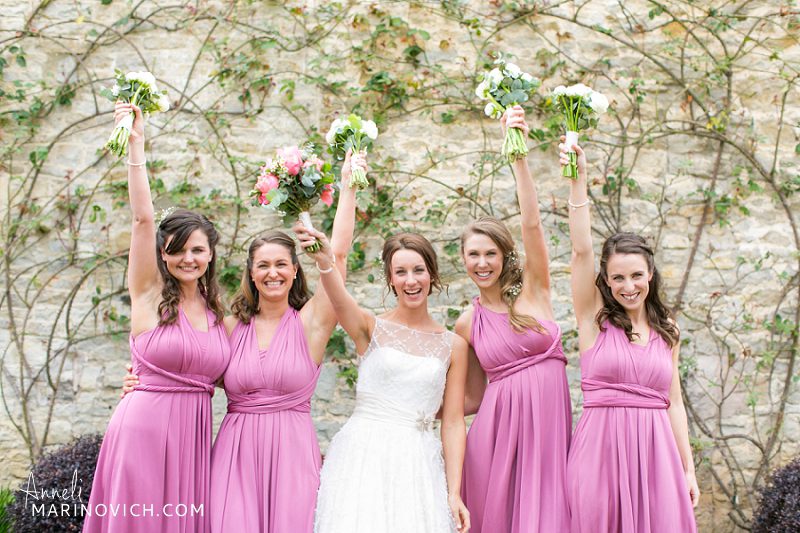 "Carina-Baverstock-bride-with-bridesmaids-at-Priston-Mill"