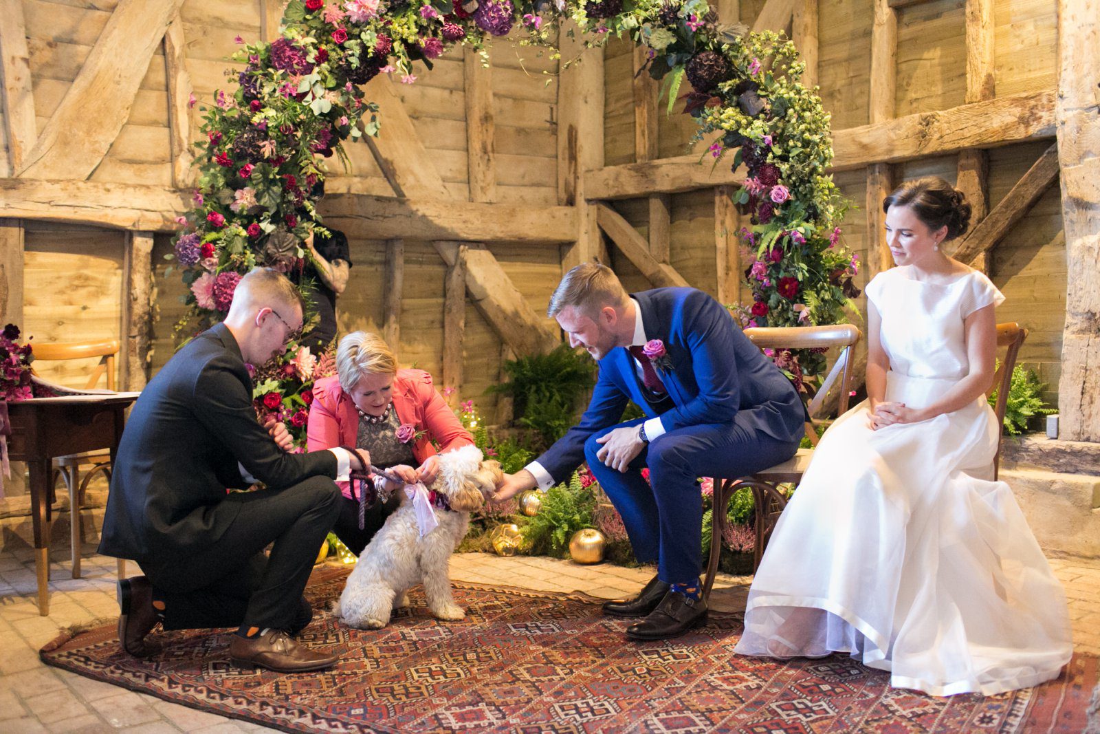 Dog ring bearer at a luxurious Autumn wedding in Surrey
