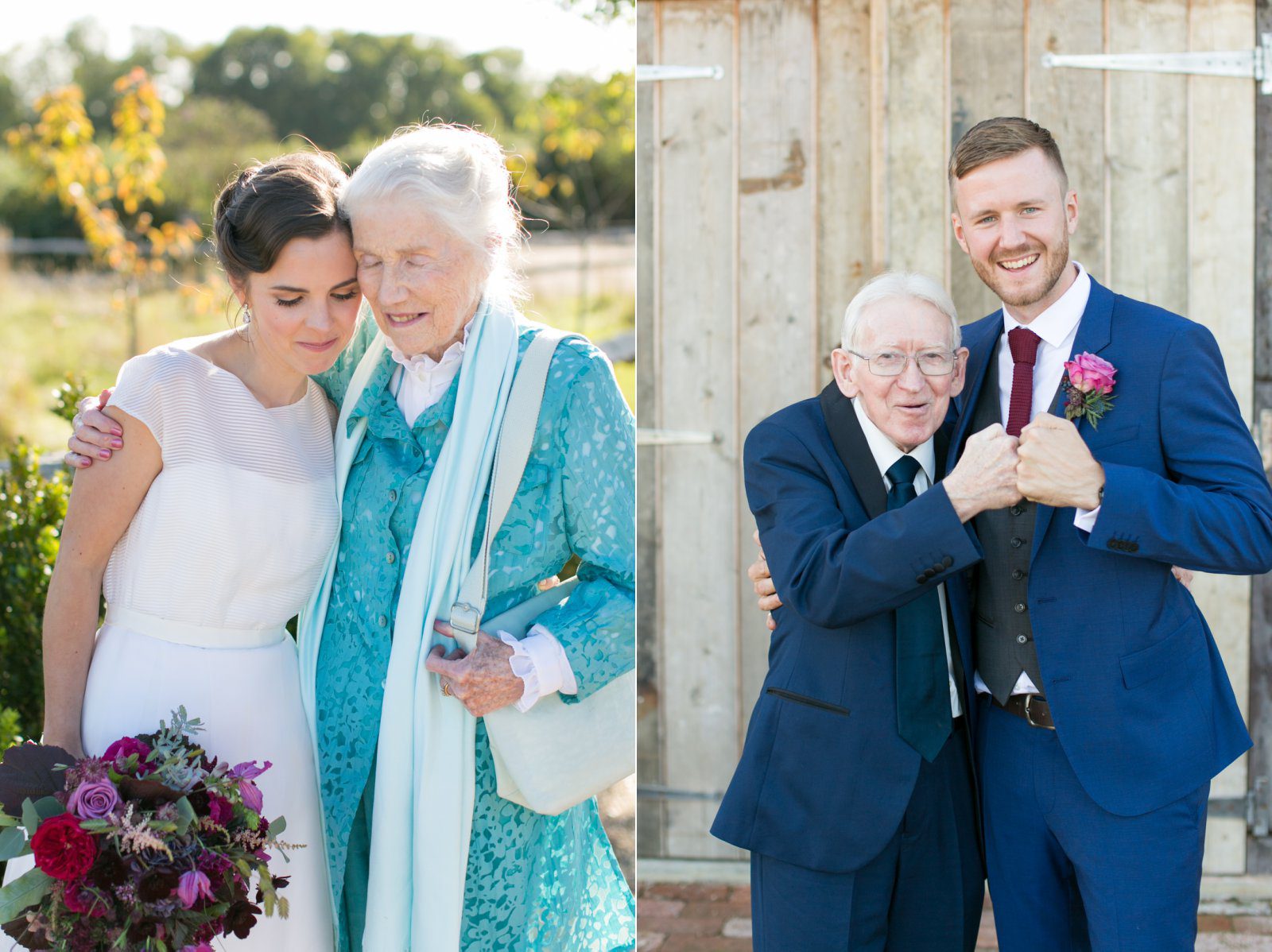 Bride and groom with their grandparents at their High Billinghurst Farm wedding