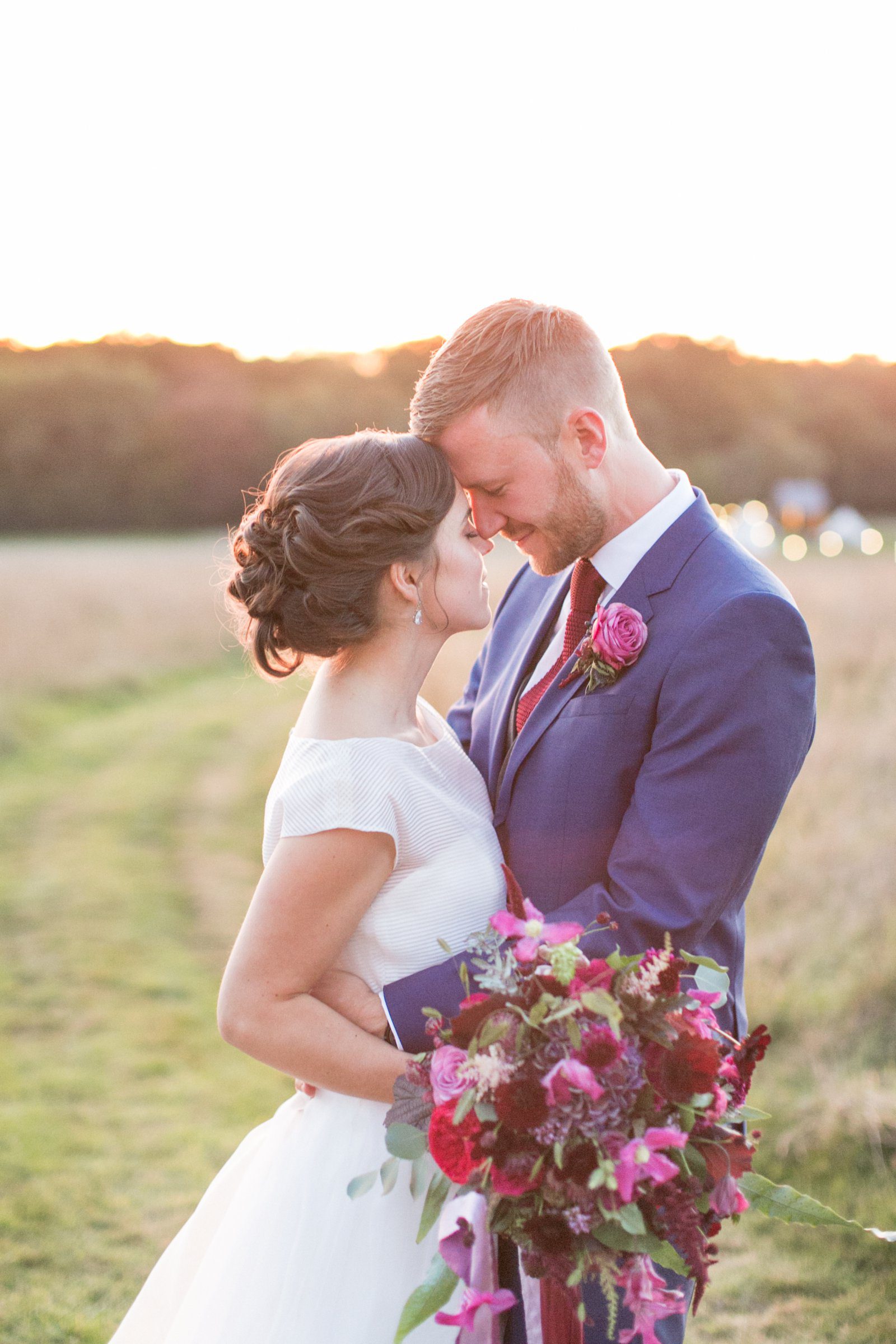 Sunset photos of the wedding couple by Anneli Marinovich at High Billinghurst Farm