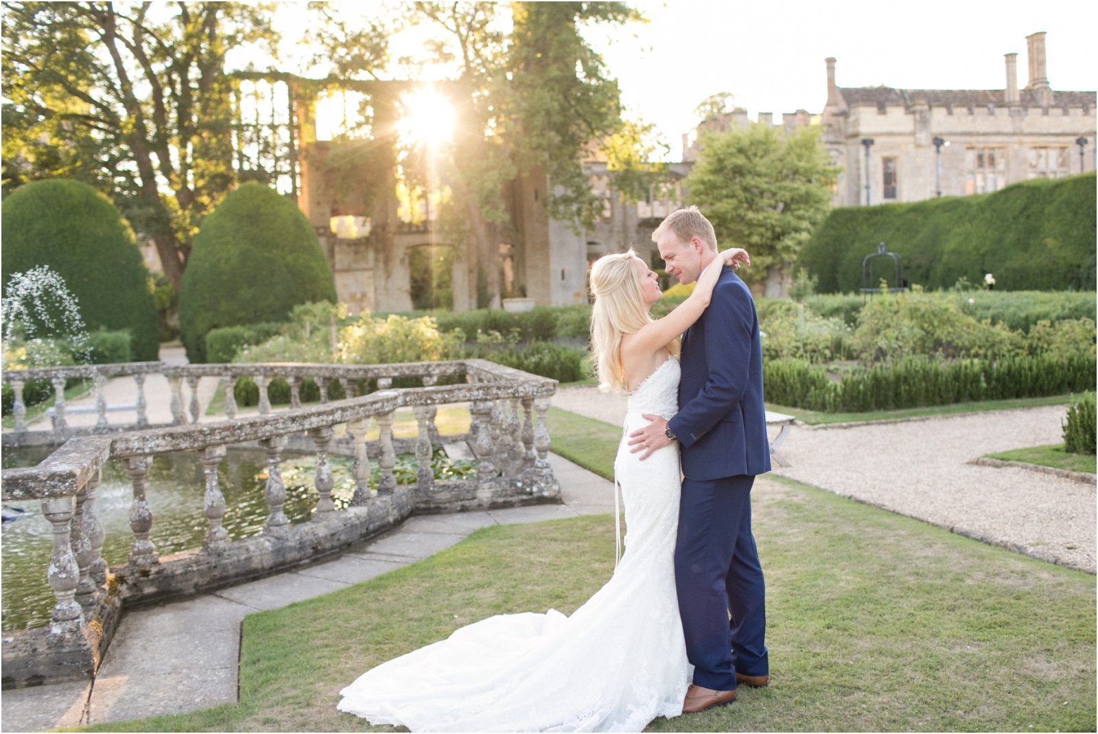 Sunset wedding photos at Sudeley Castle
