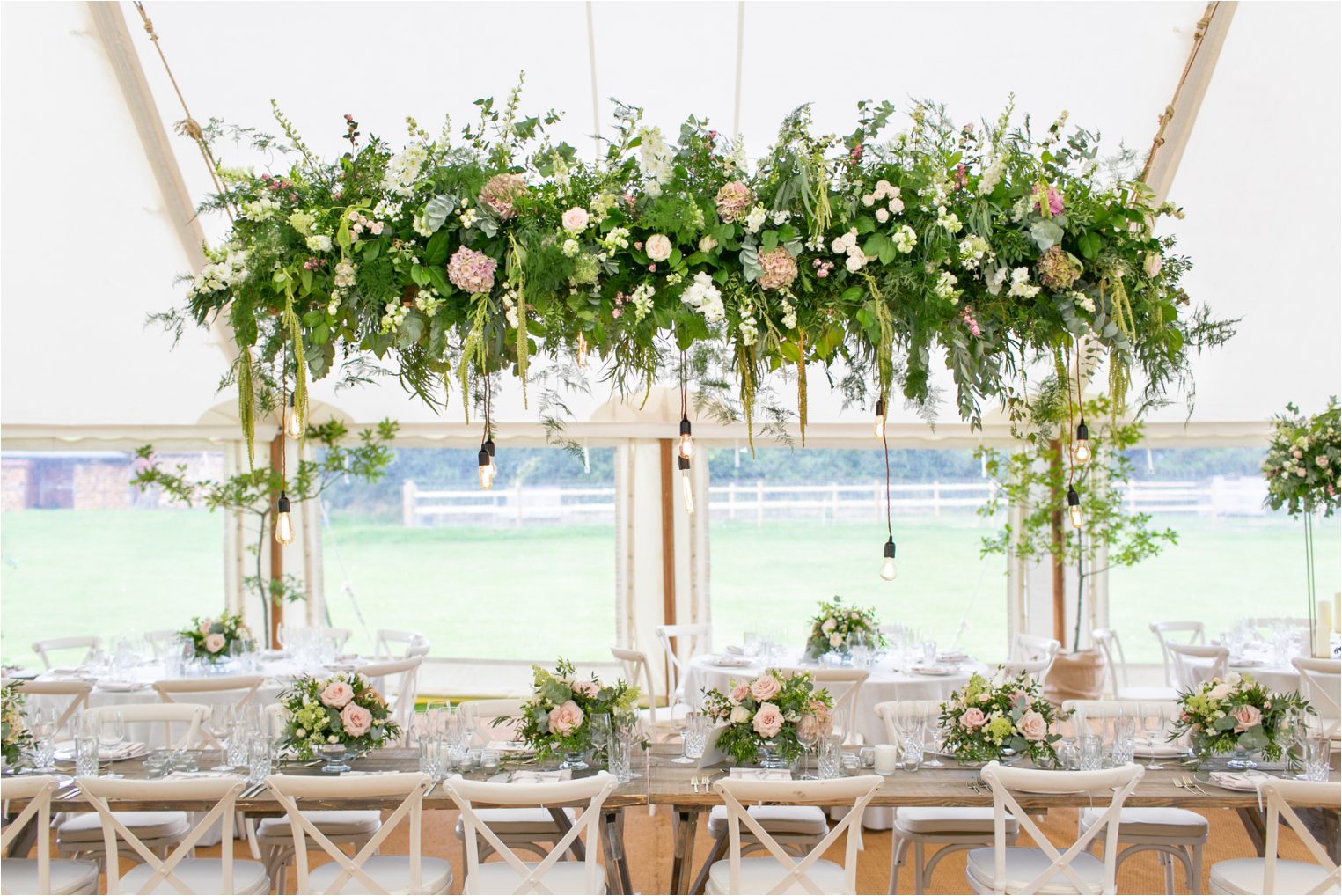 Luxury wedding flower installation