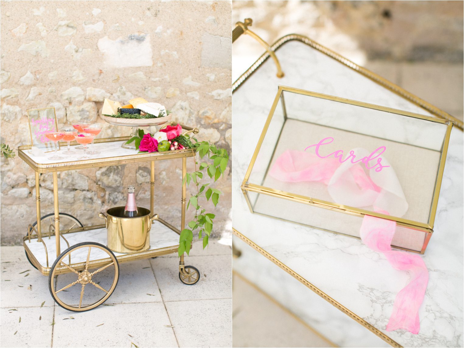 Vintage Fromagerie trolley for an intimate wedding in France