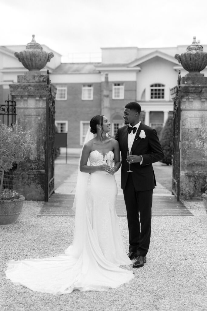 Stylish bride and groom t Four Seasons Hampshire