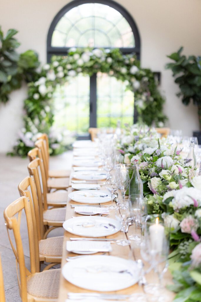 Banquet table wedding dinner set up at Middleton Lodge